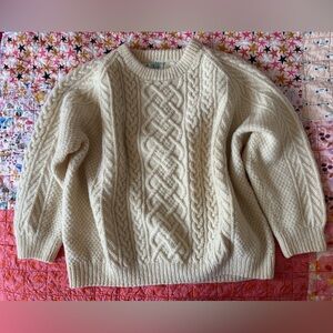 Blarney Woolen Mills Irish Aran Cable Knit Wool Sweater XL